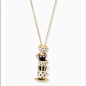 NWT Kate Spade Alice In Wonderland Stacked Teacup Pendant Necklace
